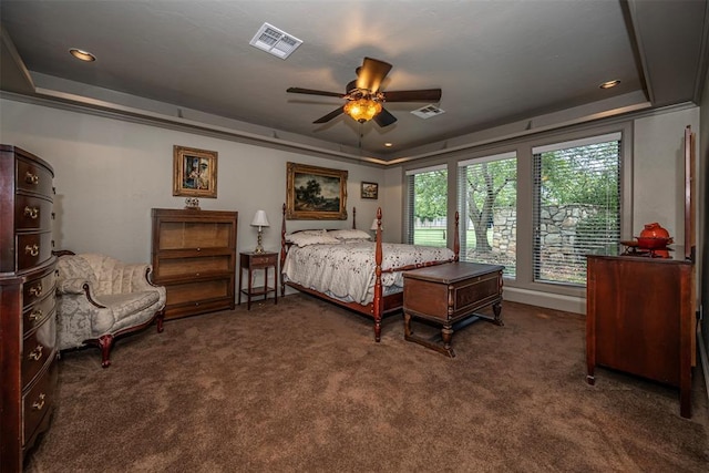 1701 Woodhill Rd, Edmond, OK 73025 - bedroom featuring carpet floors, a ceiling fan, and recessed lighting