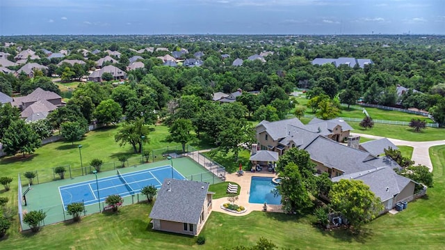 1701 Woodhill Rd, Edmond, OK 73025 - aerial perspective of suburban area featuring a pool area