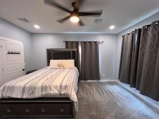 1727 NW 31st St, Oklahoma City, OK 73118 - carpeted bedroom with ceiling fan and recessed lighting