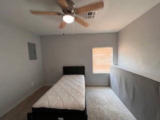 1727 NW 31st St, Oklahoma City, OK 73118 - unfurnished bedroom featuring carpet flooring, electric panel, and a ceiling fan