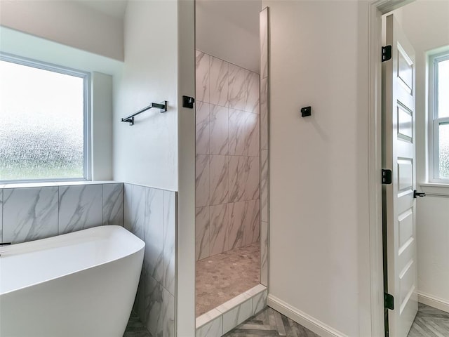 2261 Winter Creek Blvd, Blanchard, OK 73010 - full bathroom featuring a soaking tub and a tile shower