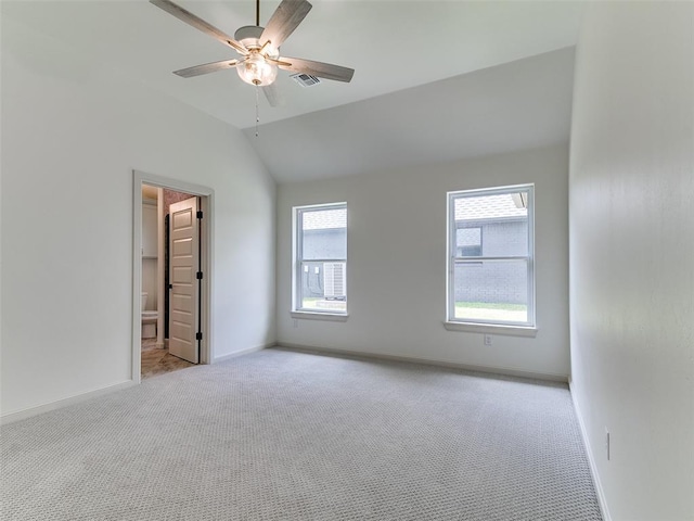2263 Winter Creek Blvd, Blanchard, OK 73010 - empty room featuring light carpet, ceiling fan, and lofted ceiling
