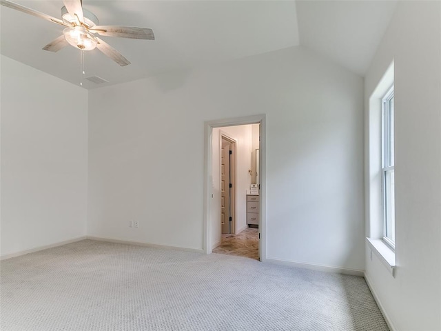 2263 Winter Creek Blvd, Blanchard, OK 73010 - unfurnished room featuring ceiling fan, light colored carpet, and lofted ceiling