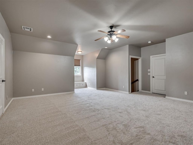 1233 Autumn Creek Dr, Edmond, OK 73003 - additional living space featuring a ceiling fan, light carpet, and recessed lighting