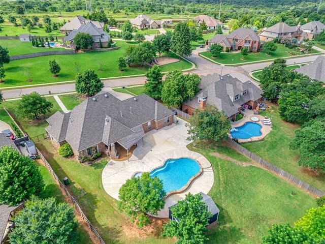 1233 Autumn Creek Dr, Edmond, OK 73003 - aerial perspective of suburban area featuring a pool area