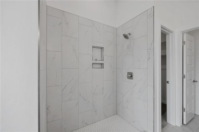 2344 Knox Ln, Blanchard, OK 73010 - full bathroom featuring a tile shower and marble look tile flooring