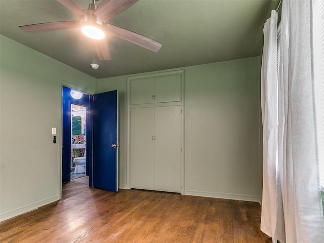 1710 Carlisle Rd, Oklahoma City, OK 73120 - unfurnished bedroom featuring wood finished floors, a ceiling fan, and a closet