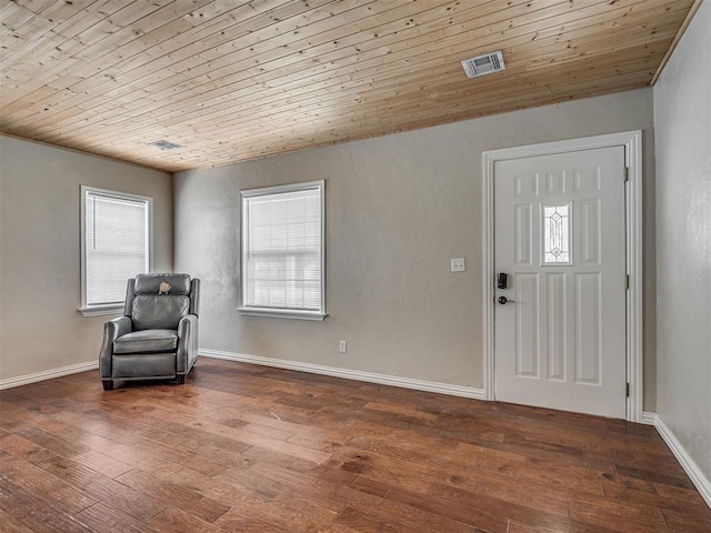 201 N Base Ave, Norman, OK 73069 - unfurnished room with plenty of natural light, wood-type flooring, and wooden ceiling