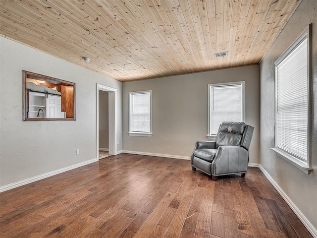 201 N Base Ave, Norman, OK 73069 - unfurnished room featuring dark wood-type flooring and wood ceiling