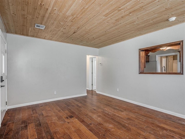 201 N Base Ave, Norman, OK 73069 - empty room featuring hardwood / wood-style floors, a smoke detector, and wooden ceiling