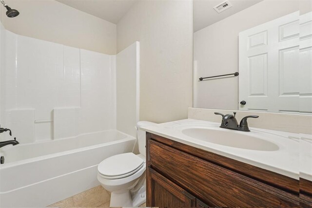 9716 SW 21st Ter, Oklahoma City, OK 73128 - bathroom with vanity, shower / washtub combination, and tile patterned flooring