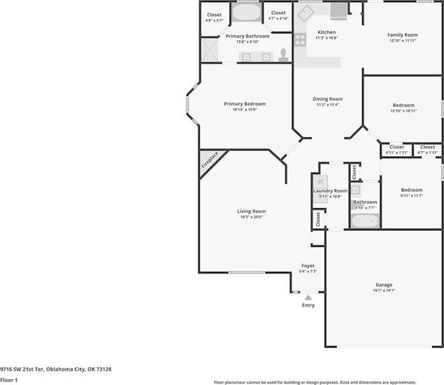 9716 SW 21st Ter, Oklahoma City, OK 73128 - view of floor plan / room layout