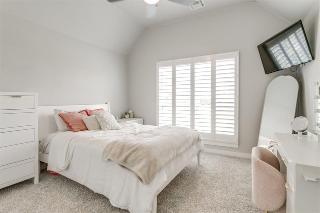 10125 NW 99th St, Yukon, OK 73099 - bedroom featuring lofted ceiling, carpet, and ceiling fan