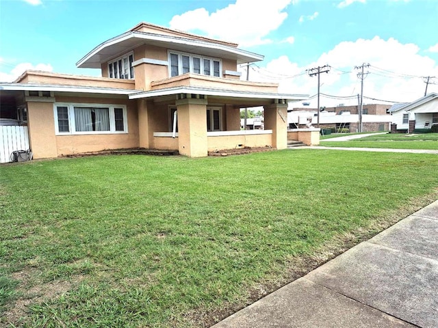 4300 N Butler Pl, Oklahoma City, OK 73118 - view of front of property with stucco siding and a front lawn