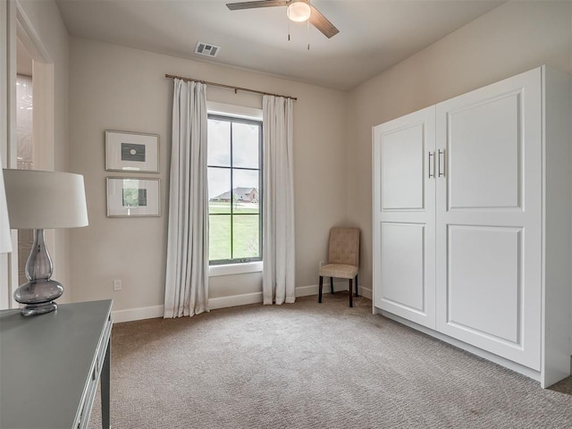 19890 Hickory Ridge Rd, Arcadia, OK 73007 - living area with carpet flooring and ceiling fan