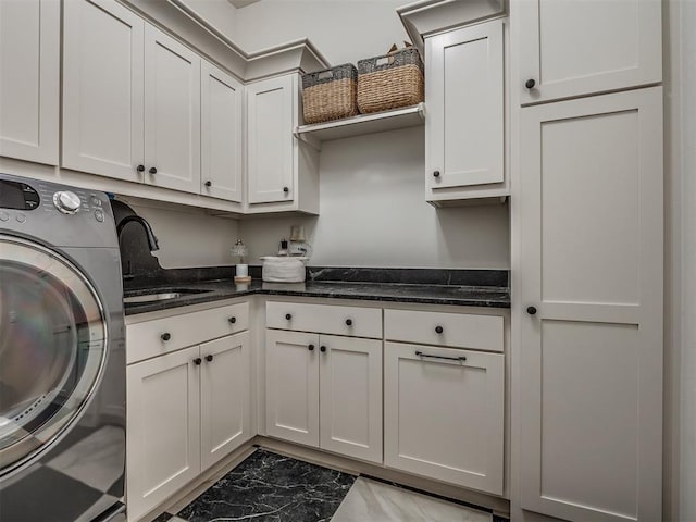 19890 Hickory Ridge Rd, Arcadia, OK 73007 - washroom with washer / dryer and cabinet space