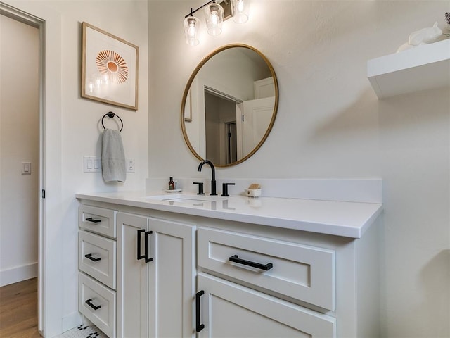 11275 S Henney Rd, Meridian, OK 73058 - bathroom with vanity and wood finished floors