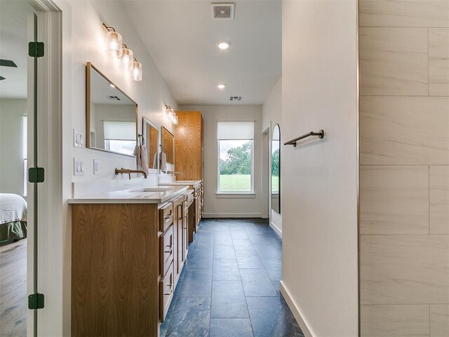 11275 S Henney Rd, Meridian, OK 73058 - ensuite bathroom with double vanity, recessed lighting, and tile patterned floors