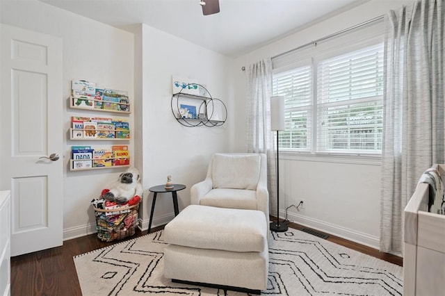 2633 Chaucer Dr, The Village, OK 73120 - sitting room with wood finished floors and ceiling fan