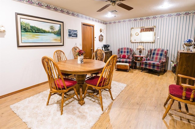 207 S Mcclure Ave, Pauls Valley, OK 73075 - dining space with wood finished floors and ceiling fan
