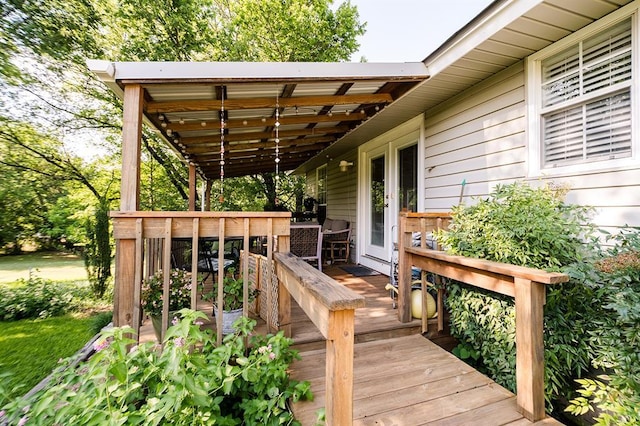 207 S Mcclure Ave, Pauls Valley, OK 73075 - view of wooden deck