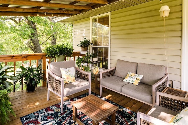 207 S Mcclure Ave, Pauls Valley, OK 73075 - wooden deck featuring outdoor lounge area