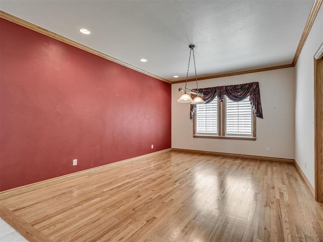 1602 N Davis Ave, Oklahoma City, OK 73127 - unfurnished room featuring crown molding, light wood-type flooring, and recessed lighting