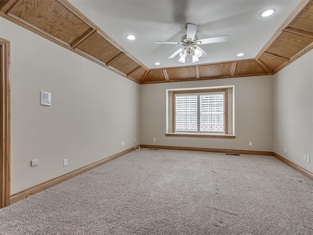 1602 N Davis Ave, Oklahoma City, OK 73127 - spare room featuring light colored carpet, ceiling fan, and recessed lighting