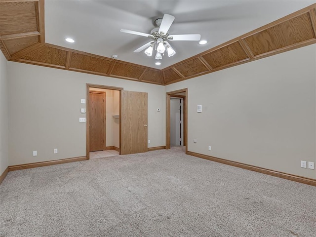 1602 N Davis Ave, Oklahoma City, OK 73127 - unfurnished bedroom featuring light colored carpet, recessed lighting, and a ceiling fan