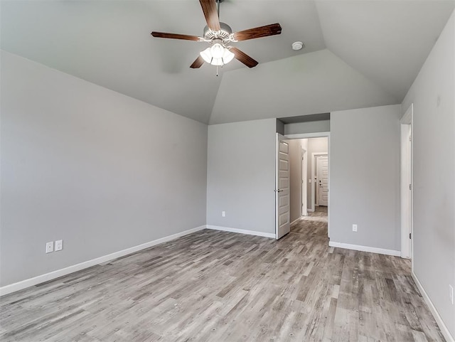 8612 SW 36th Ter, Oklahoma City, OK 73179 - spare room featuring vaulted ceiling, ceiling fan, and wood finished floors