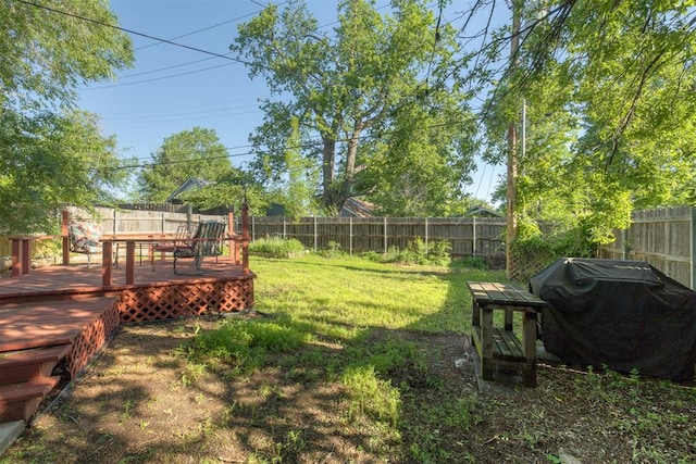 615 NW 26th St, Oklahoma City, OK 73103 - fenced backyard featuring a wooden deck