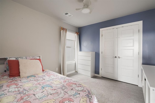 8317 Poplar Dr, Edmond, OK 73034 - carpeted bedroom with a closet and a ceiling fan