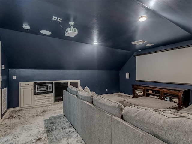 1470 Auburn Cir, Piedmont, OK 73078 - home theater with vaulted ceiling and carpet