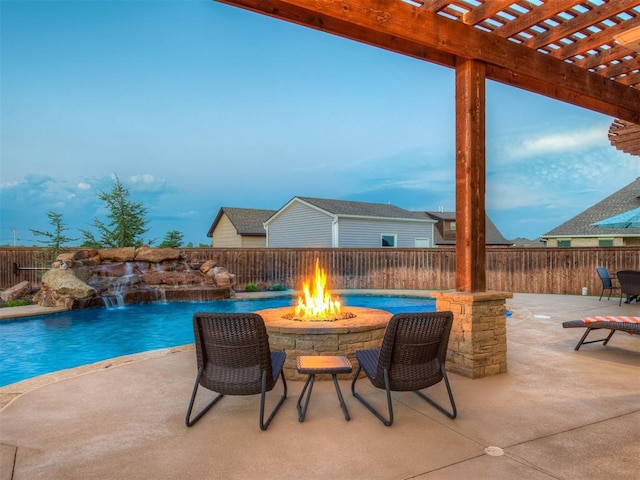 1470 Auburn Cir, Piedmont, OK 73078 - view of patio featuring an outdoor fire pit and a pergola