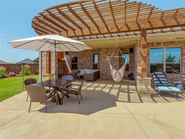 1470 Auburn Cir, Piedmont, OK 73078 - view of patio / terrace featuring outdoor dining area, outdoor lounge area, and a pergola