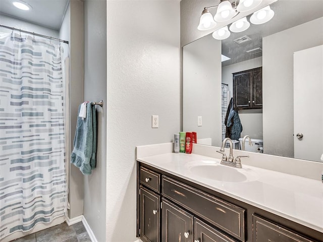 1011 SW 22nd St, Moore, OK 73170 - full bathroom with vanity and a shower with shower curtain