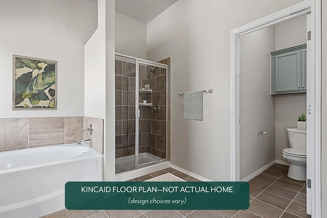 1416 SW 160th St, Moore, OK 73170 - bathroom with tile patterned floors, a bath, and a shower stall