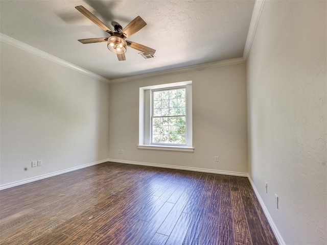 1008 Bentbrook Pl, Norman, OK 73072 - unfurnished room with a ceiling fan, dark wood-style floors, and ornamental molding