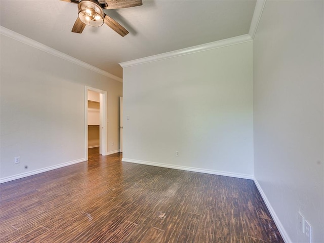 1008 Bentbrook Pl, Norman, OK 73072 - empty room featuring ornamental molding, a ceiling fan, and wood finished floors