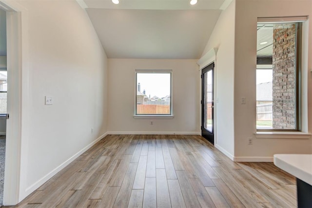 1632 NE 35th St, Moore, OK 73160 - empty room with lofted ceiling, wood finished floors, and recessed lighting