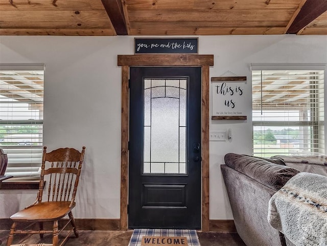 1036 County St Unit 2982, Blanchard, OK 73010 - foyer entrance with a wooden ceiling with exposed beams