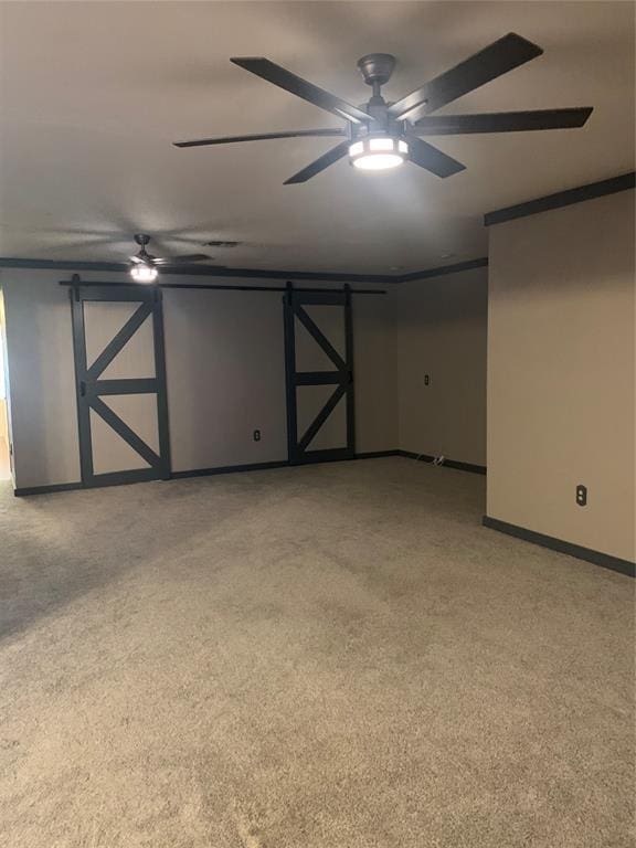 28153 County Street 2540Th, St, Fort Cobb, OK 73038 - unfurnished room featuring ceiling fan, light colored carpet, and crown molding