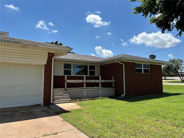 611 Garth Brooks Blvd, Yukon, OK 73099 - ranch-style house featuring brick siding, covered porch, and a front yard