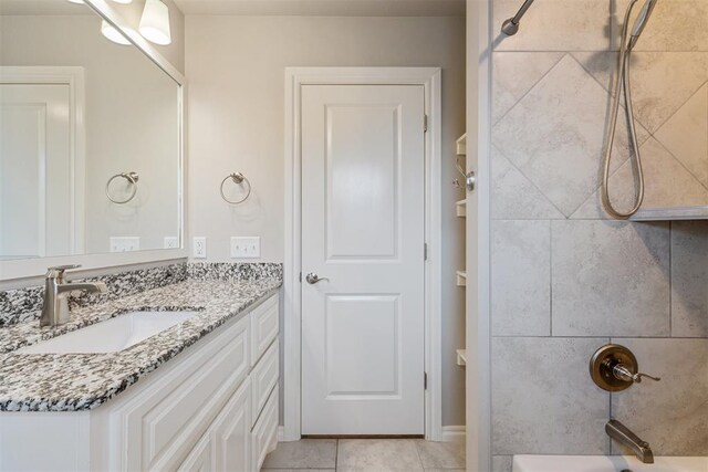 8040 Sweetgum St, Edmond, OK 73034 - full bath with vanity, shower / washtub combination, and tile patterned flooring