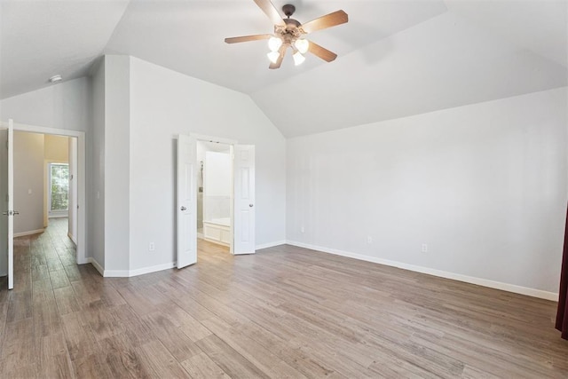 3343 Teton Cir, Norman, OK 73072 - spare room featuring lofted ceiling, ceiling fan, and light wood finished floors