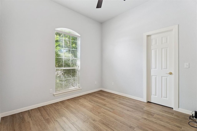 3343 Teton Cir, Norman, OK 73072 - empty room featuring ceiling fan and light wood-style flooring