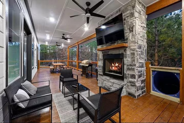 156 Butternut Trl, Broken Bow, OK 74728 - sunroom / solarium featuring plenty of natural light