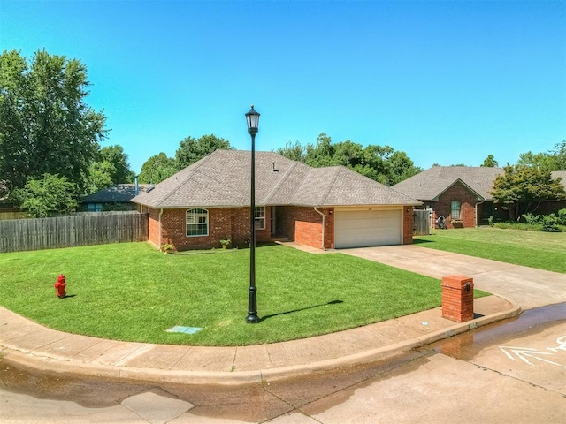 400 Ryan Way, Edmond, OK 73003 - single story home with driveway, brick siding, a garage, and a shingled roof