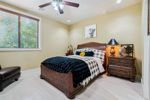39 E Shore Dr, Arcadia, OK 73007 - bedroom featuring wood finished floors, recessed lighting, and ceiling fan