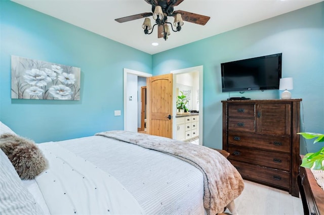 39 E Shore Dr, Arcadia, OK 73007 - bedroom featuring a ceiling fan, recessed lighting, and light wood finished floors